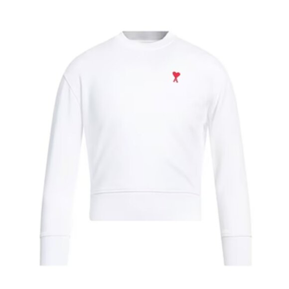 Ami Paris Ami De Couer Ribbed Crewneck Sweatshirt White XXS NWT